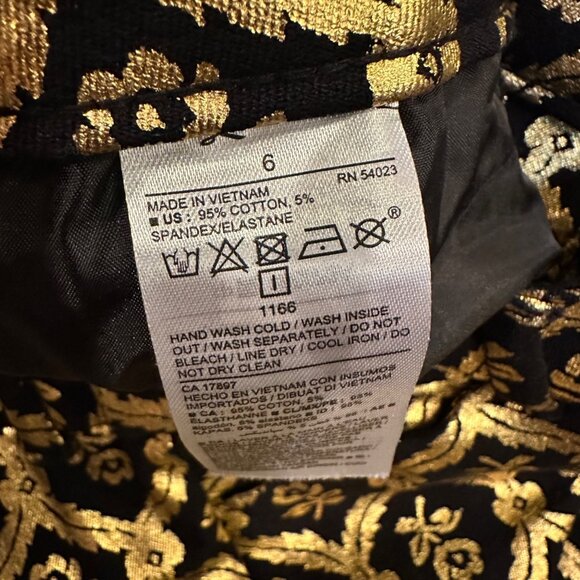 OLD NAVY WOMENS PIXIE PANTS MID RISE GOLD BLACK SIZE 6 HOLIDAY PARTY - Picture 8 of 9